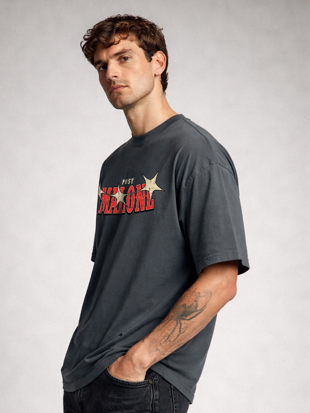 STAMP OF SOUND Men Printed Oversized T-Shirt  -  Kurvy Oversized T-Shirt