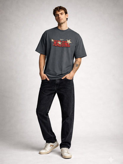 STAMP OF SOUND Men Printed Oversized T-Shirt  -  Kurvy Oversized T-Shirt
