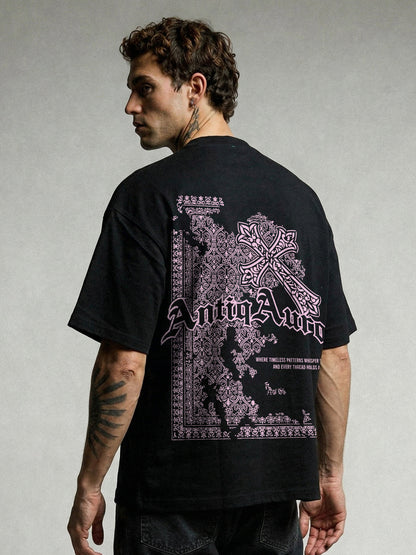 ANTIQ AURA Men Printed Oversized T-Shirt - Kurvy Oversized T-Shirt