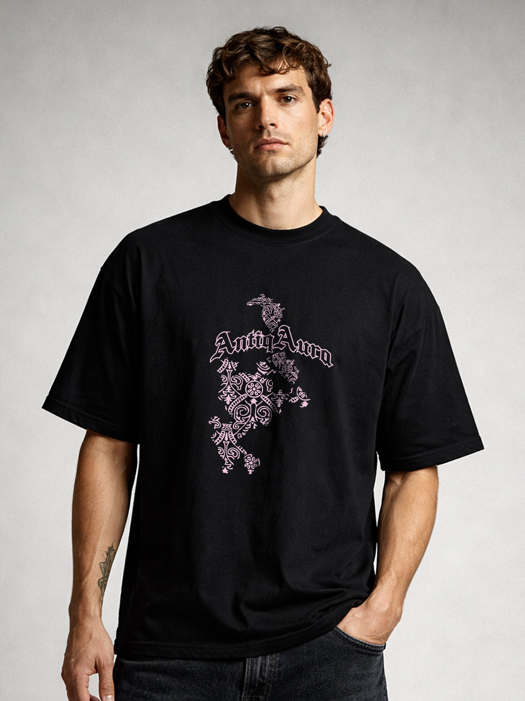 ANTIQ AURA Men Printed Oversized T-Shirt - Kurvy Oversized T-Shirt