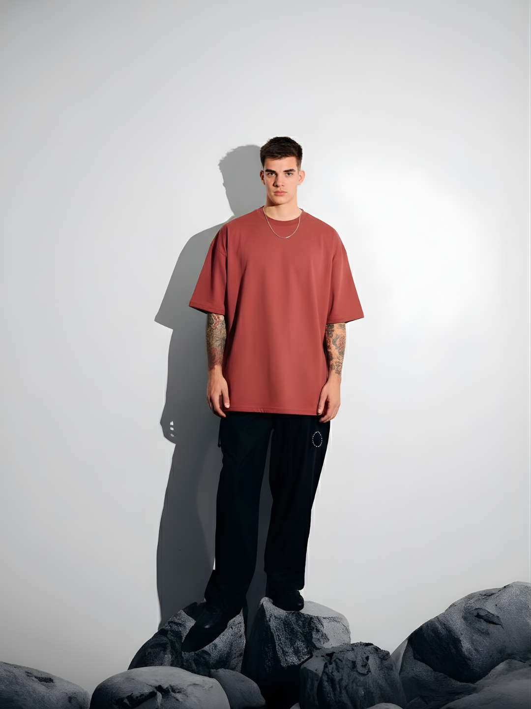 Solid Men Oversized T-Shirt - Mauve Taupe - Kurvy Oversized T-Shirt