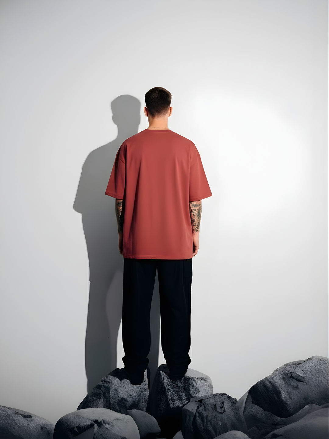 Solid Men Oversized T-Shirt - Mauve Taupe - Kurvy Oversized T-Shirt