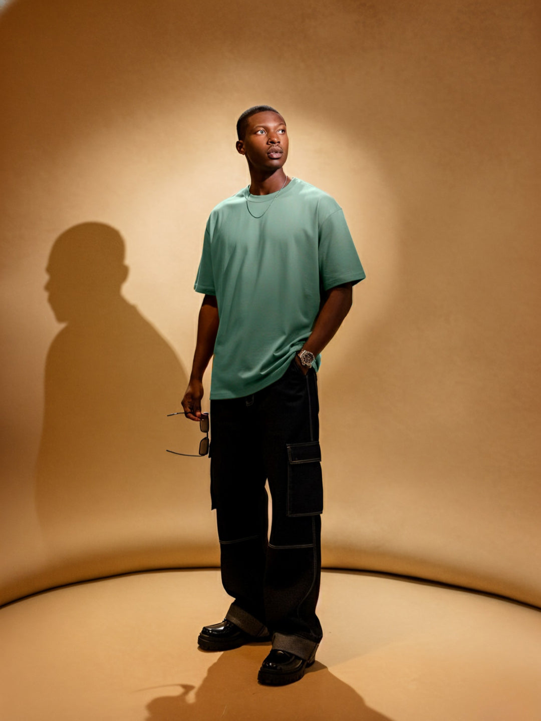 Solid Men Oversized T-Shirt - Mint Green - Kurvy Oversized T-Shirt