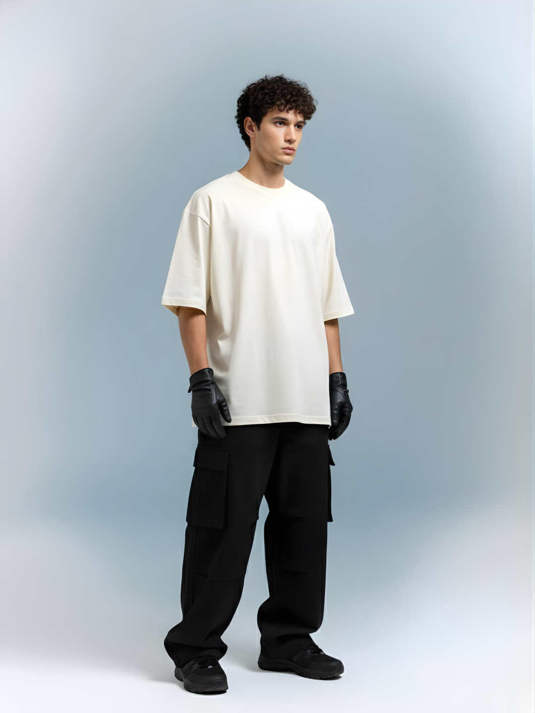 Solid Men Oversized T-Shirt - Off White - Kurvy Oversized T-Shirt