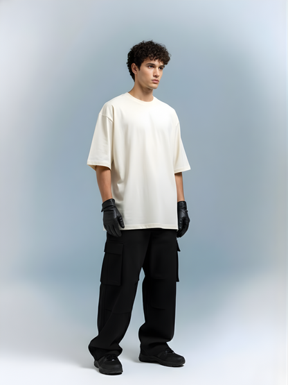 Solid Men Oversized T-Shirt - Off White - Kurvy Oversized T-Shirt