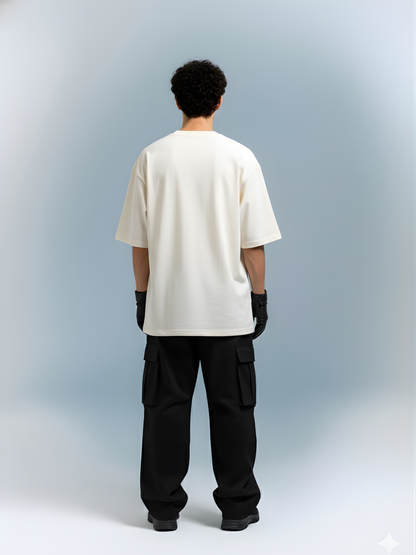 Solid Men Oversized T-Shirt - Off White - Kurvy Oversized T-Shirt