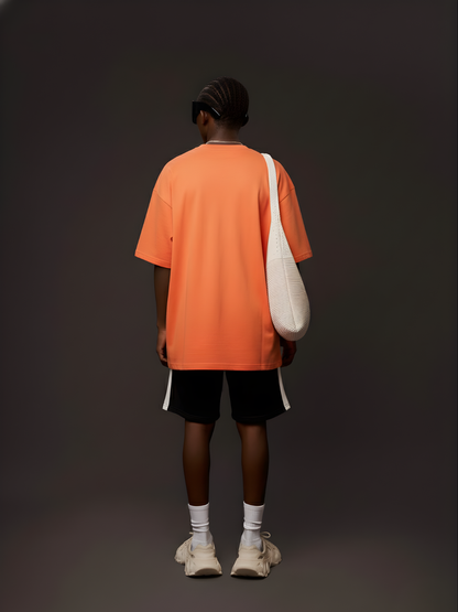 Solid Men Oversized T-Shirt - Orange - Kurvy Oversized T-Shirt