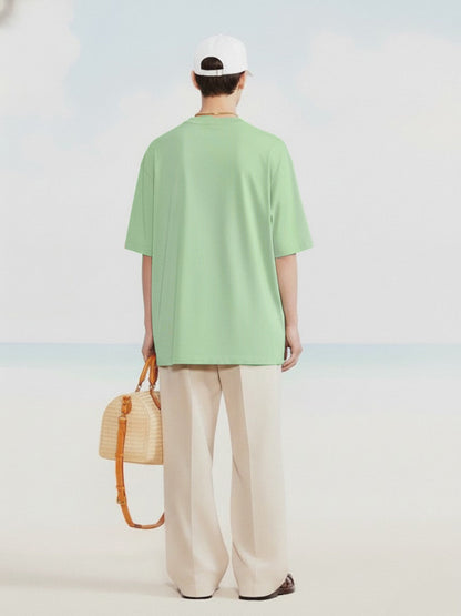 Solid Men Oversized T-Shirt - Pista Green - Kurvy Oversized T-Shirt