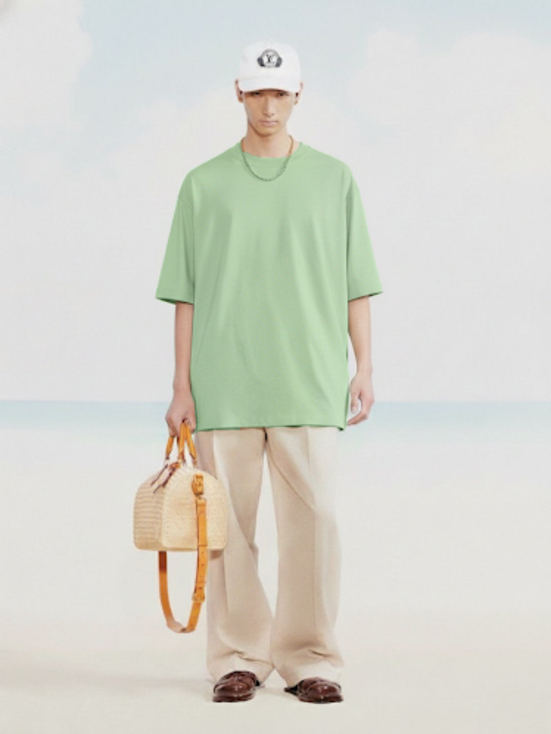 Solid Men Oversized T-Shirt - Pista Green - Kurvy Oversized T-Shirt