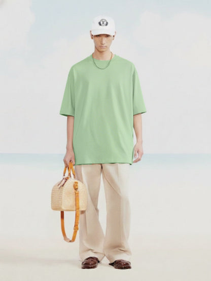 Solid Men Oversized T-Shirt - Pista Green - Kurvy Oversized T-Shirt