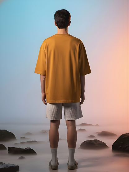 Solid Men Oversized T-Shirt - Rust - Kurvy Oversized T-Shirt
