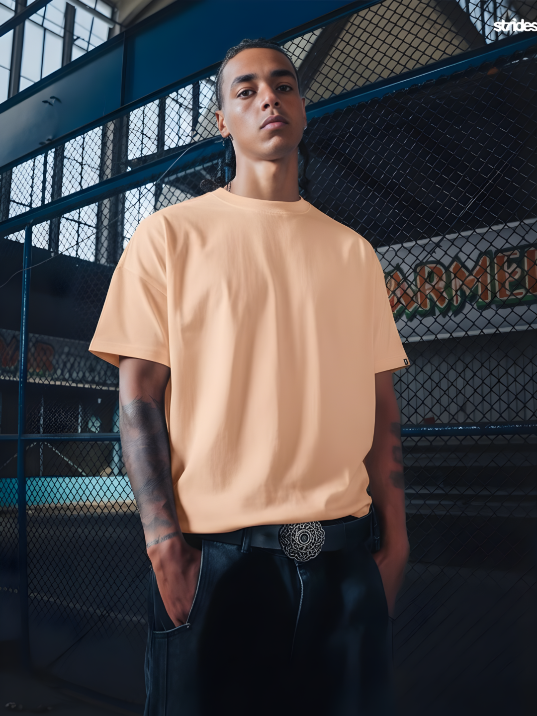 Solid Men Oversized T-Shirt - Salmon Pink - Kurvy Oversized T-Shirt