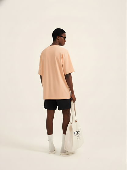 Solid Men Oversized T-Shirt - Salmon Pink - Kurvy Oversized T-Shirt