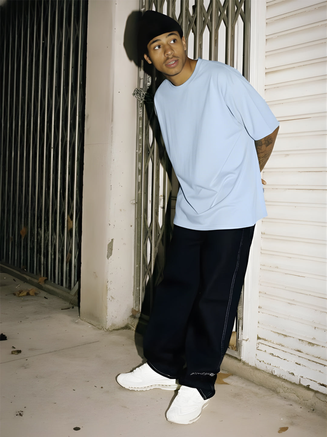 Solid Men Oversized T-Shirt - Sky - Kurvy Oversized T-Shirt