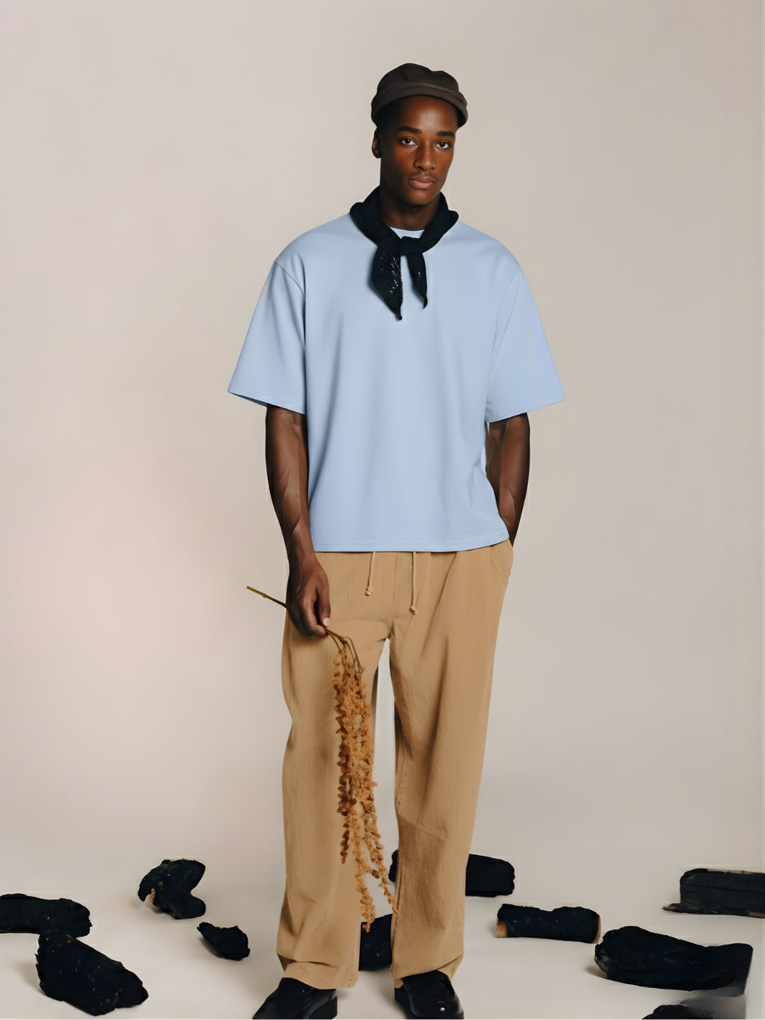 Solid Men Oversized T-Shirt - Sky - Kurvy Oversized T-Shirt