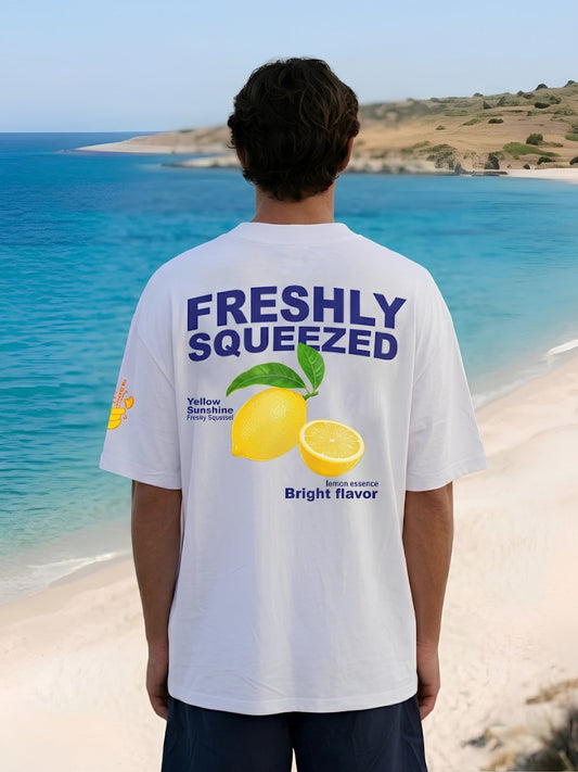 Squeezed Lemon Men Printed Oversized T-Shirt - Kurvy