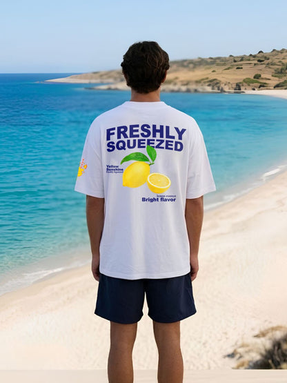 Squeezed Lemon Men Printed Oversized T-Shirt - Kurvy