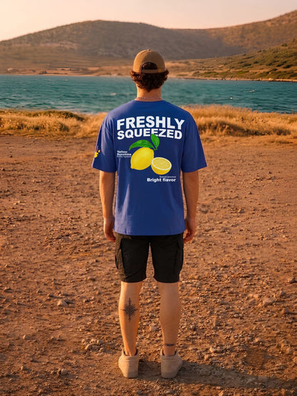 Squeezed Lemon Men Printed Oversized T-Shirt - Kurvy