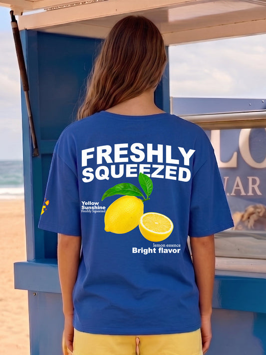 Squeezed Lemon Women Printed Oversized T-Shirt - Kurvy