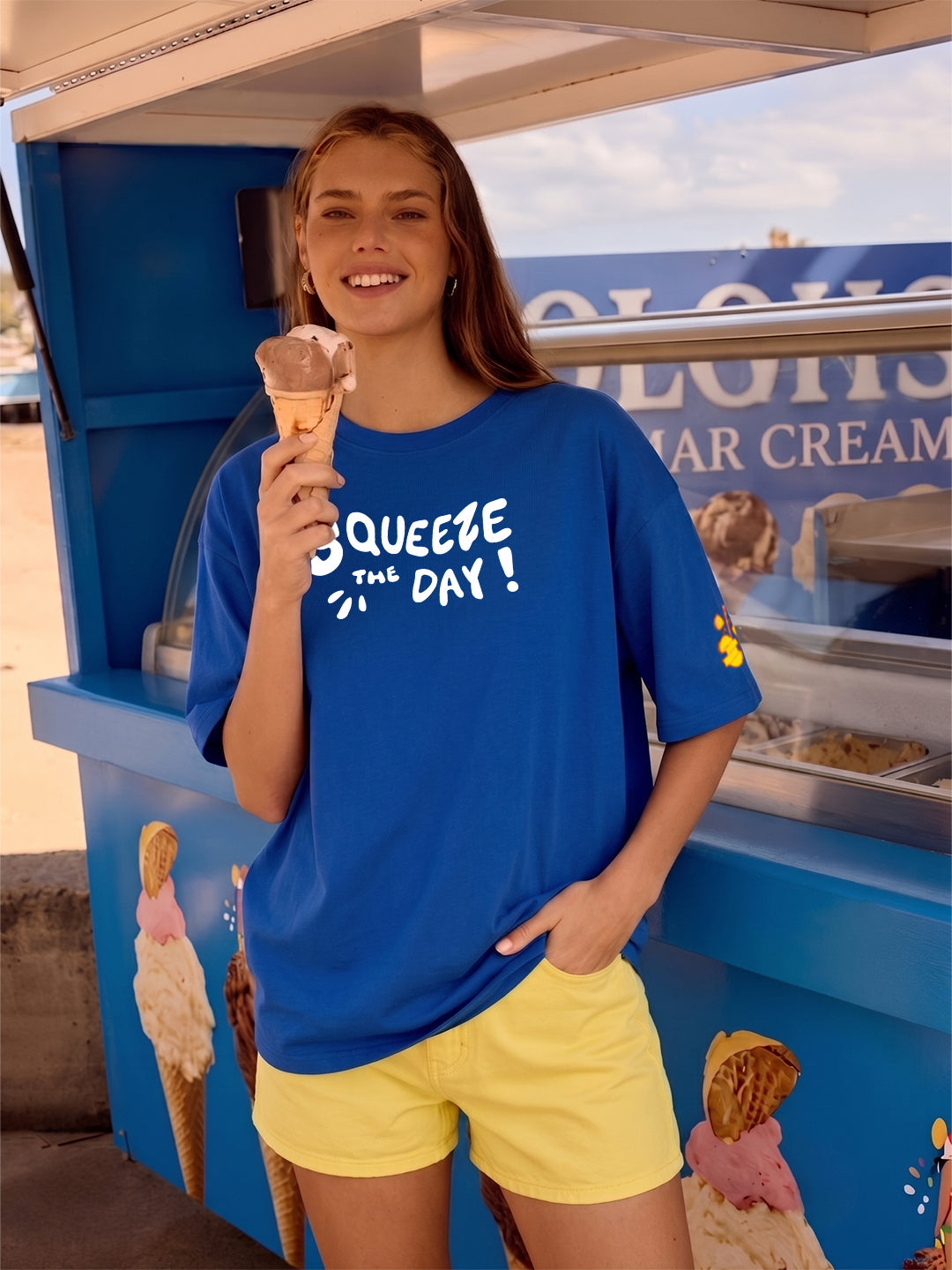 Squeezed Lemon Women Printed Oversized T-Shirt - Kurvy