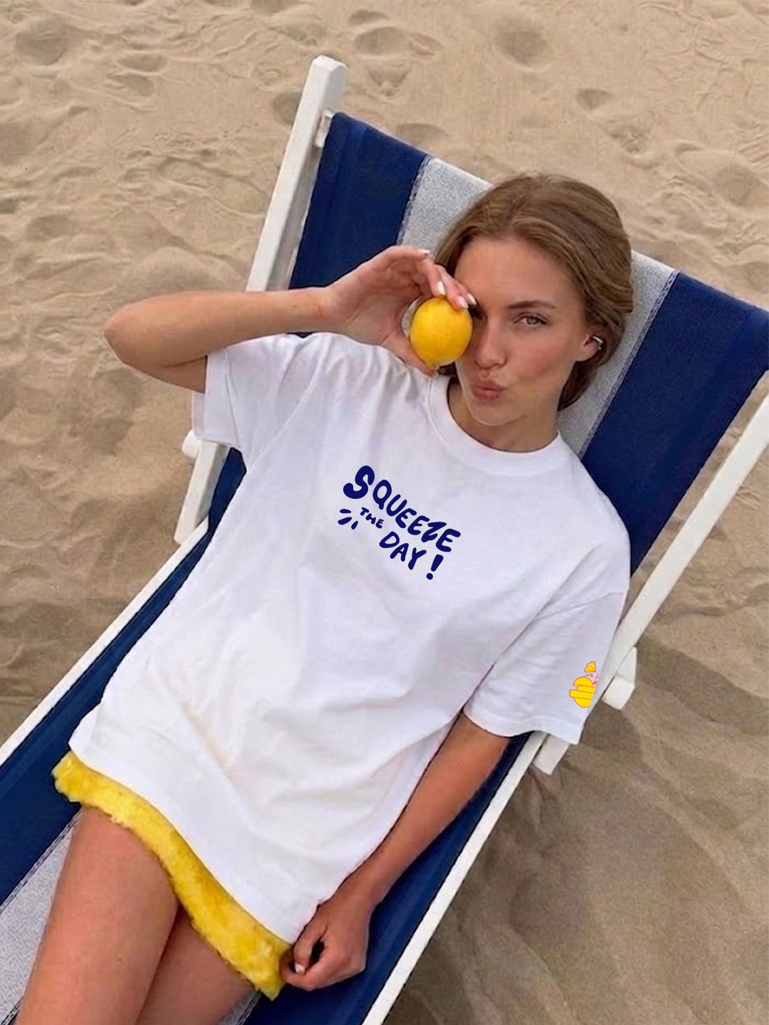 Squeezed Lemon Women Printed Oversized T-Shirt - Kurvy