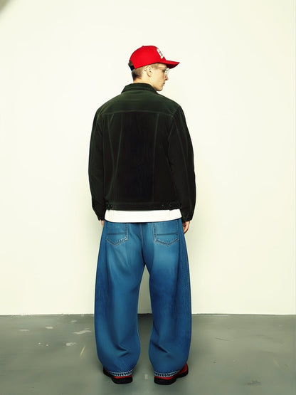 Teddy Lined Corduroy Jacket - Olive Green - Kurvy