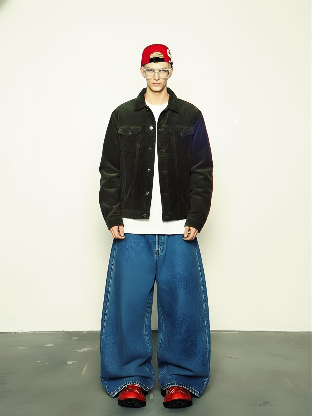 Teddy Lined Corduroy Jacket - Olive Green - Kurvy