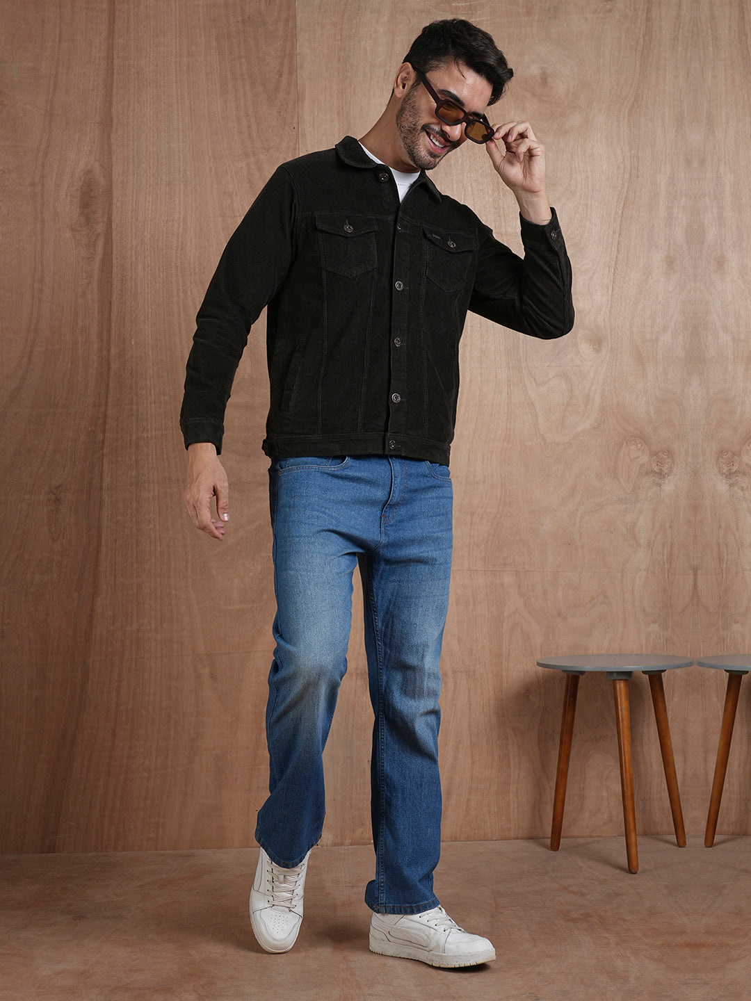 Teddy Lined Corduroy Jacket - Olive Green - Kurvy