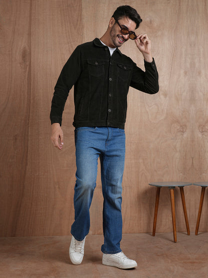 Teddy Lined Corduroy Jacket - Olive Green - Kurvy