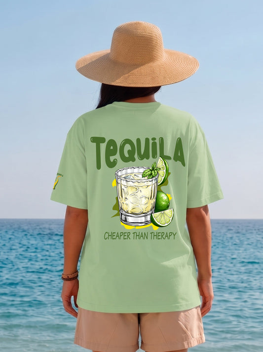 Tequila Women Printed Oversized T-Shirt - Kurvy