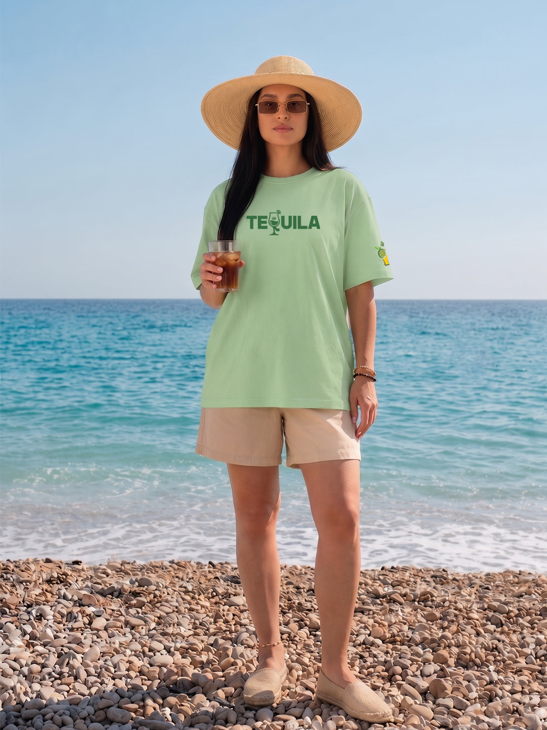 Tequila Women Printed Oversized T-Shirt - Kurvy