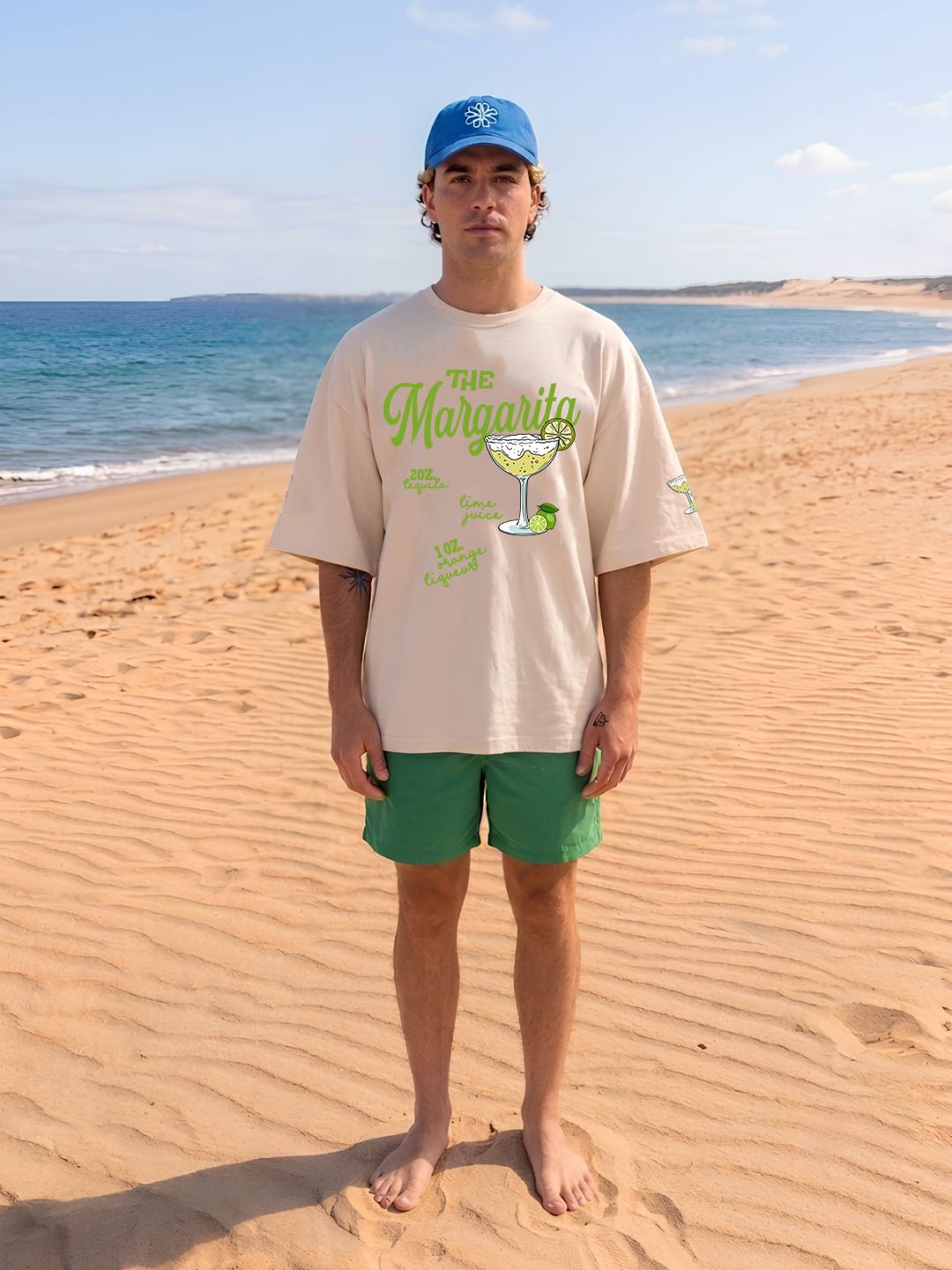 The Margarita Men Printed Oversized T-Shirt - Kurvy