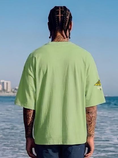 Tropical Brunch Men Printed Oversized T-Shirt - Kurvy