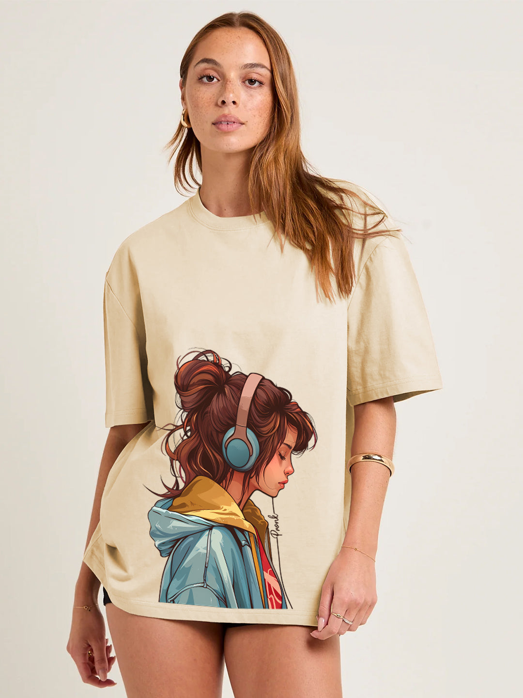 Urban Harmony Women Graphic Oversized Printed T-Shirt - Kurvy