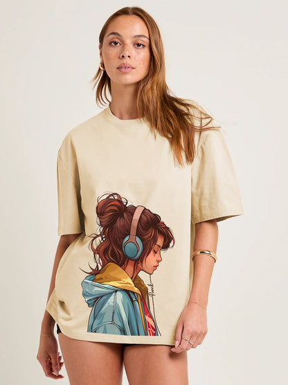 Urban Harmony Women Graphic Oversized Printed T-Shirt - Kurvy