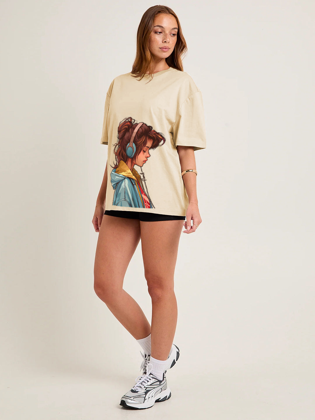 Urban Harmony Women Graphic Oversized Printed T-Shirt - Kurvy