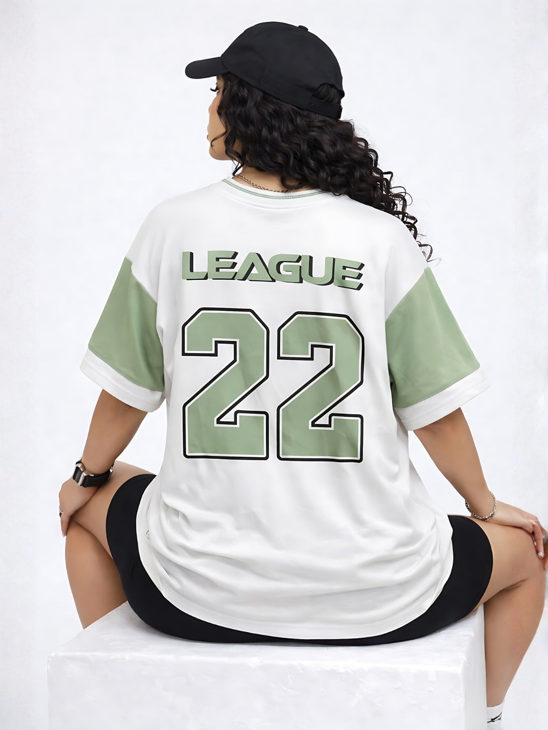 Women Oversized Varsity T-Shirt - Kurvy