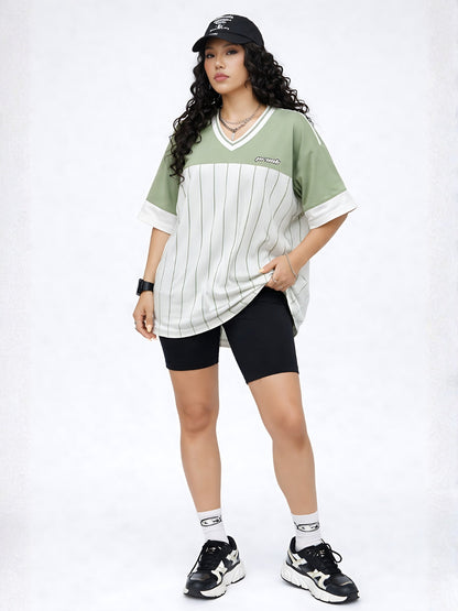 Women Oversized Varsity T-Shirt - Kurvy