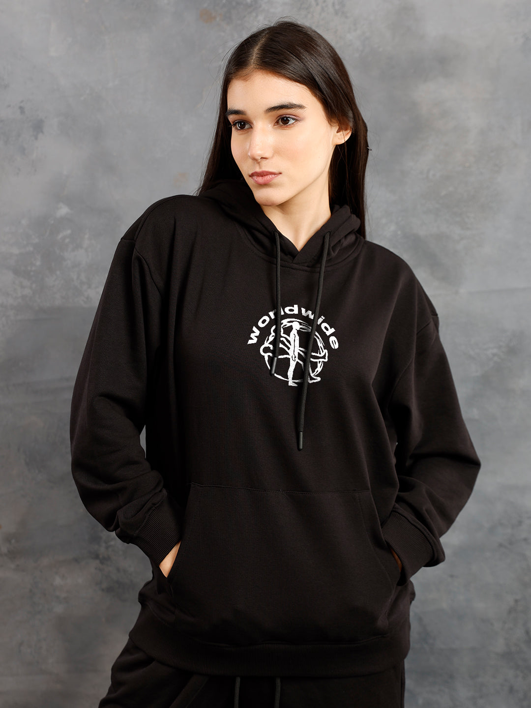 Worldwide Women Drop Shoulder Premium Terry Hoodie - Kurvy