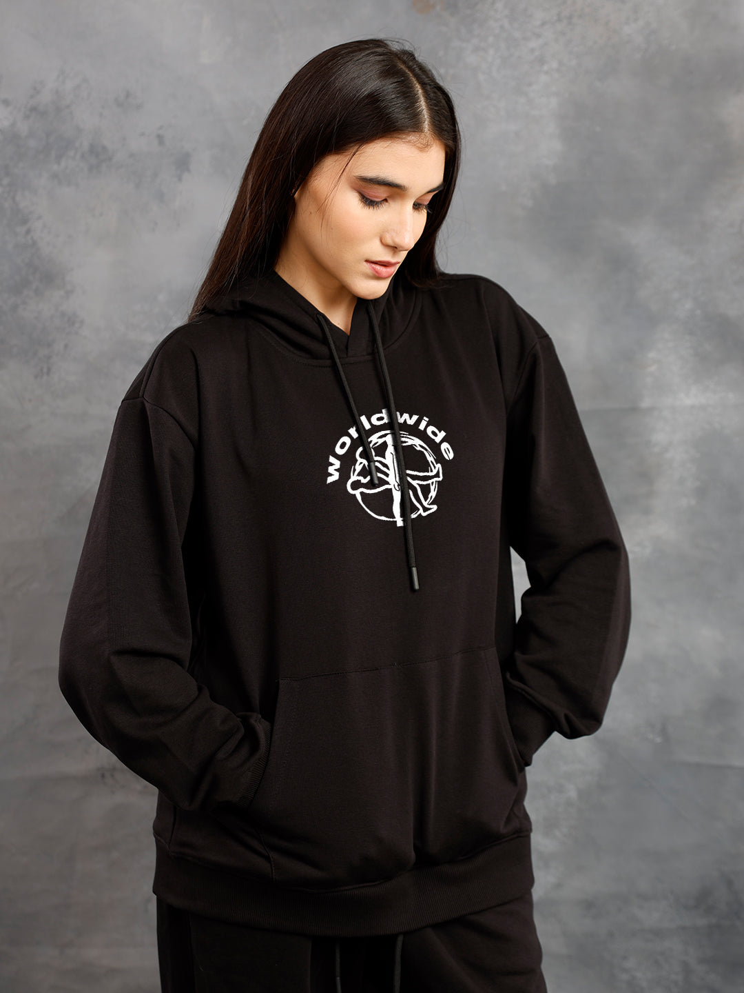 Worldwide Women Drop Shoulder Premium Terry Hoodie - Kurvy