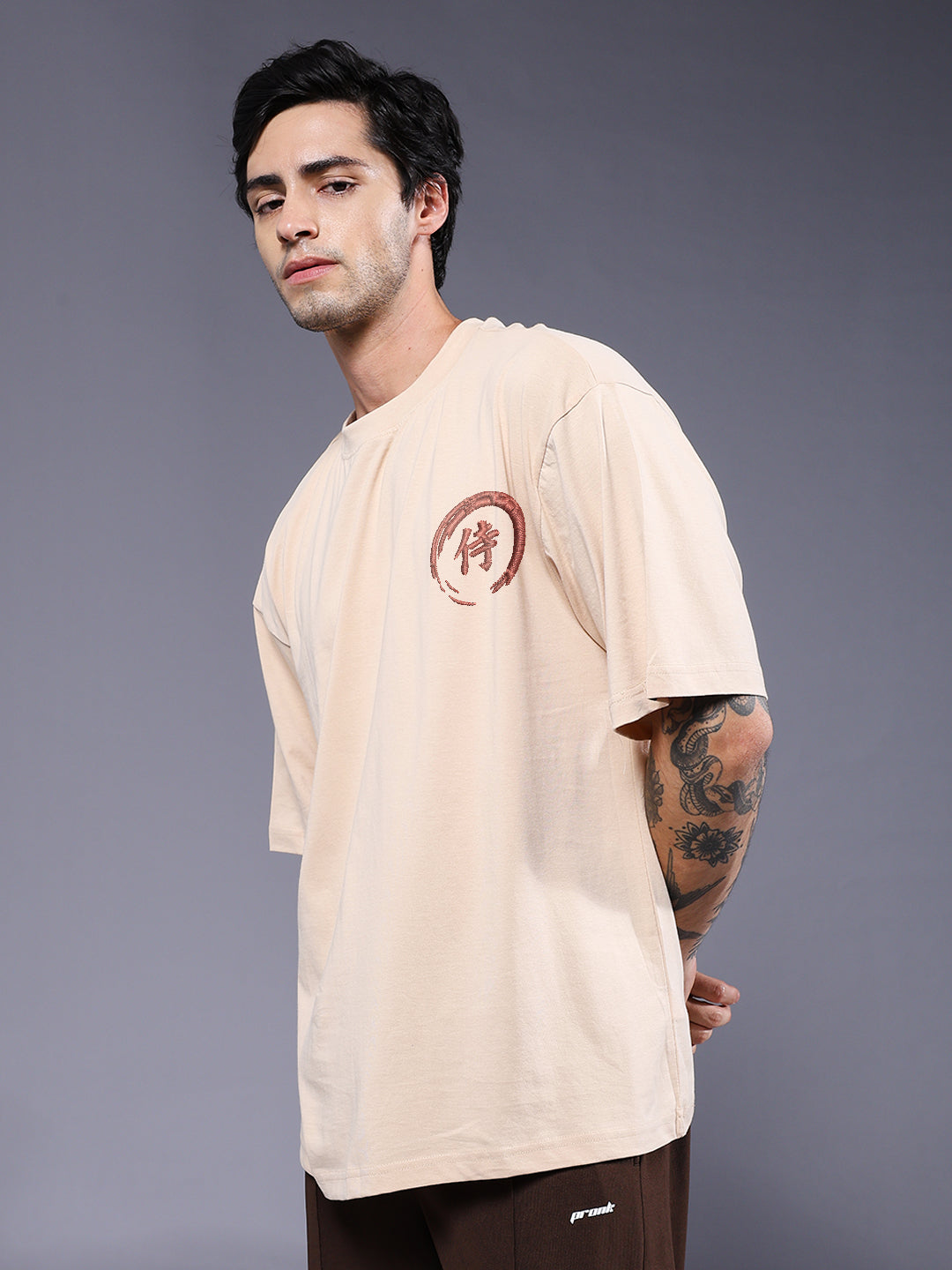 DISCIPLINE OVER FEAR Embroidered Printed Men Oversized T-shirt  -  Kurvy Oversized T-Shirt
