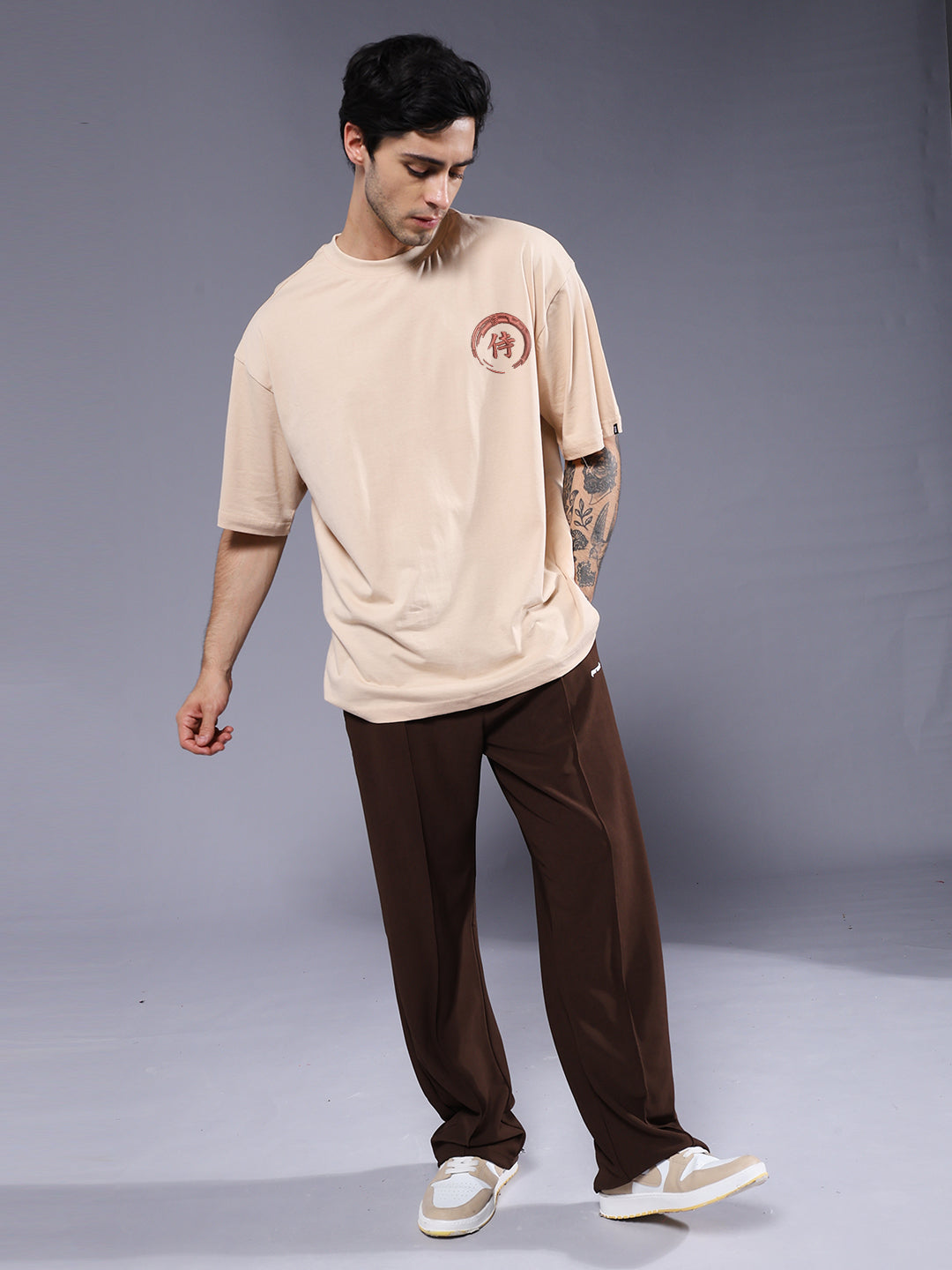 DISCIPLINE OVER FEAR Embroidered Printed Men Oversized T-shirt  -  Kurvy Oversized T-Shirt