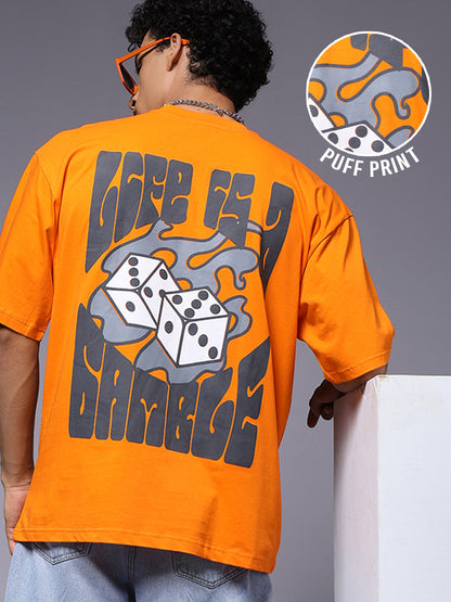 Dice Puff Printed Men Premium Oversized T-shirt  -  Kurvy Oversized T-Shirt
