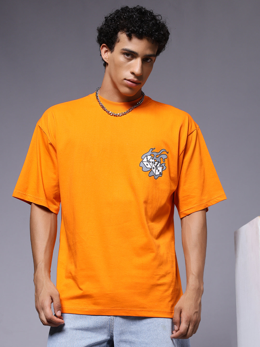 Dice Puff Printed Men Premium Oversized T-shirt  -  Kurvy Oversized T-Shirt