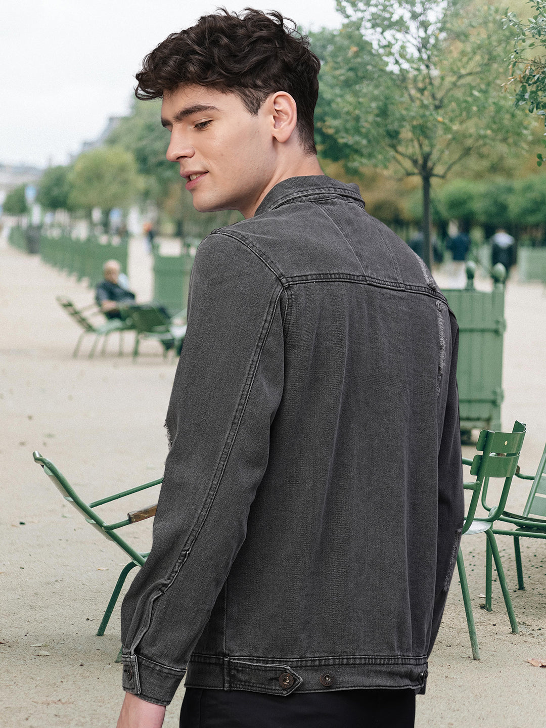 Distress Men jacket - Black  -  Kurvy Jacket
