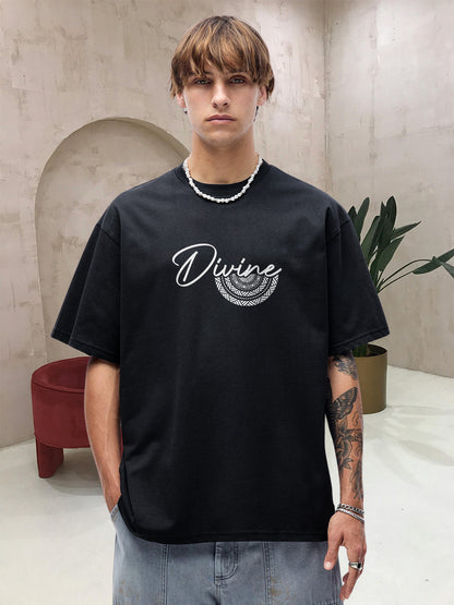 Divine Men Printed Oversized T-Shirt  -  Kurvy Oversized T-Shirt