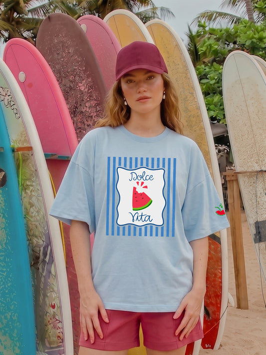 Dolce Vita Women Printed Oversized T-Shirt  -  Kurvy Oversized T-Shirt