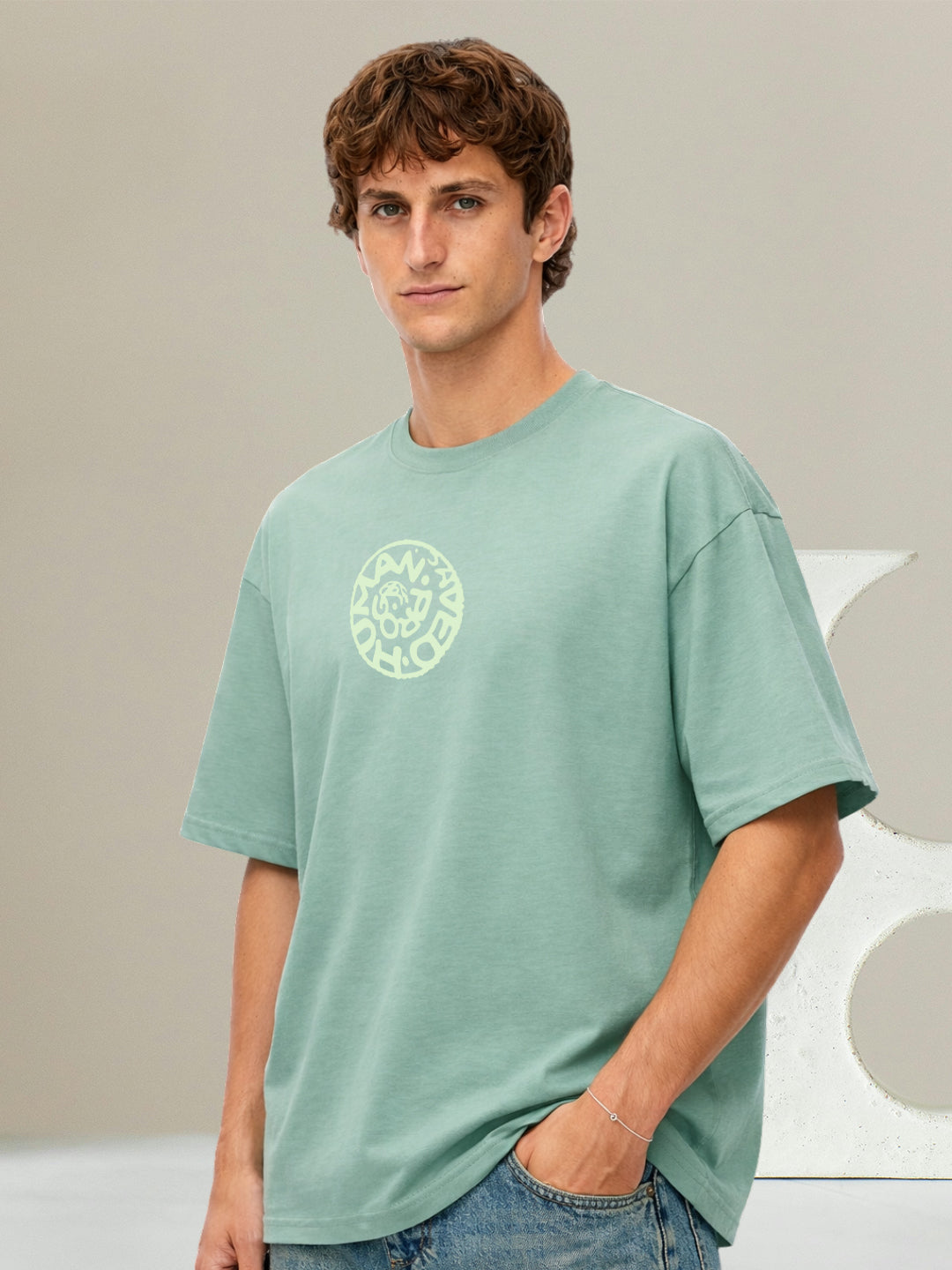 EVOLUTION CLUB Men Printed Oversized T-Shirt  -  Kurvy Oversized T-Shirt