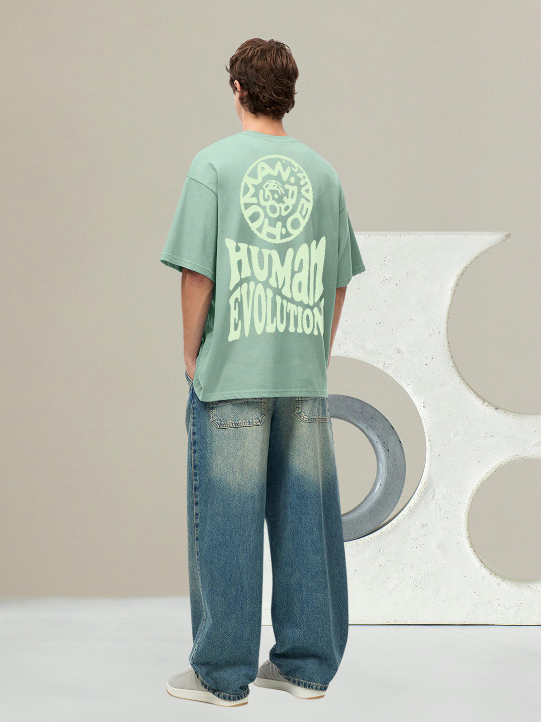 EVOLUTION CLUB Men Printed Oversized T-Shirt  -  Kurvy Oversized T-Shirt