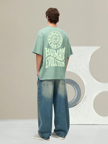 EVOLUTION CLUB Men Printed Oversized T-Shirt  -  Kurvy Oversized T-Shirt